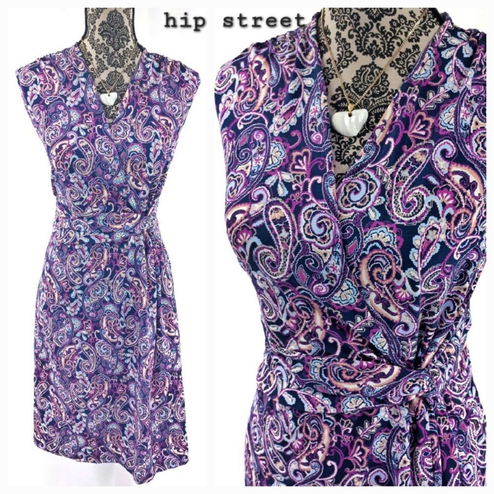 Purple Paisley Wrap Dress